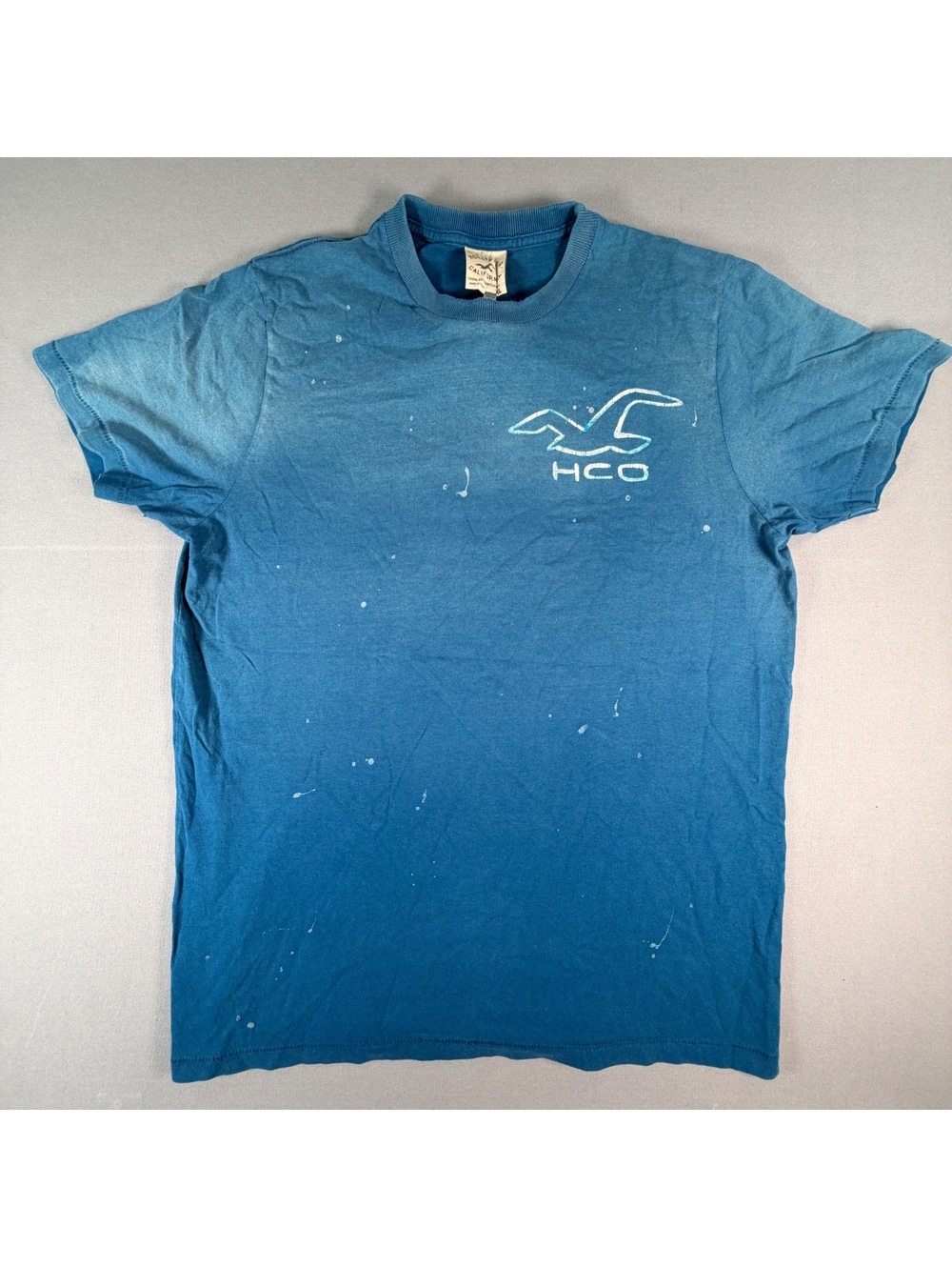 Hollister California T Shirt Mens XL Blue HCO Seagull Logo Paint Splatter Tee - Picture 2 of 6